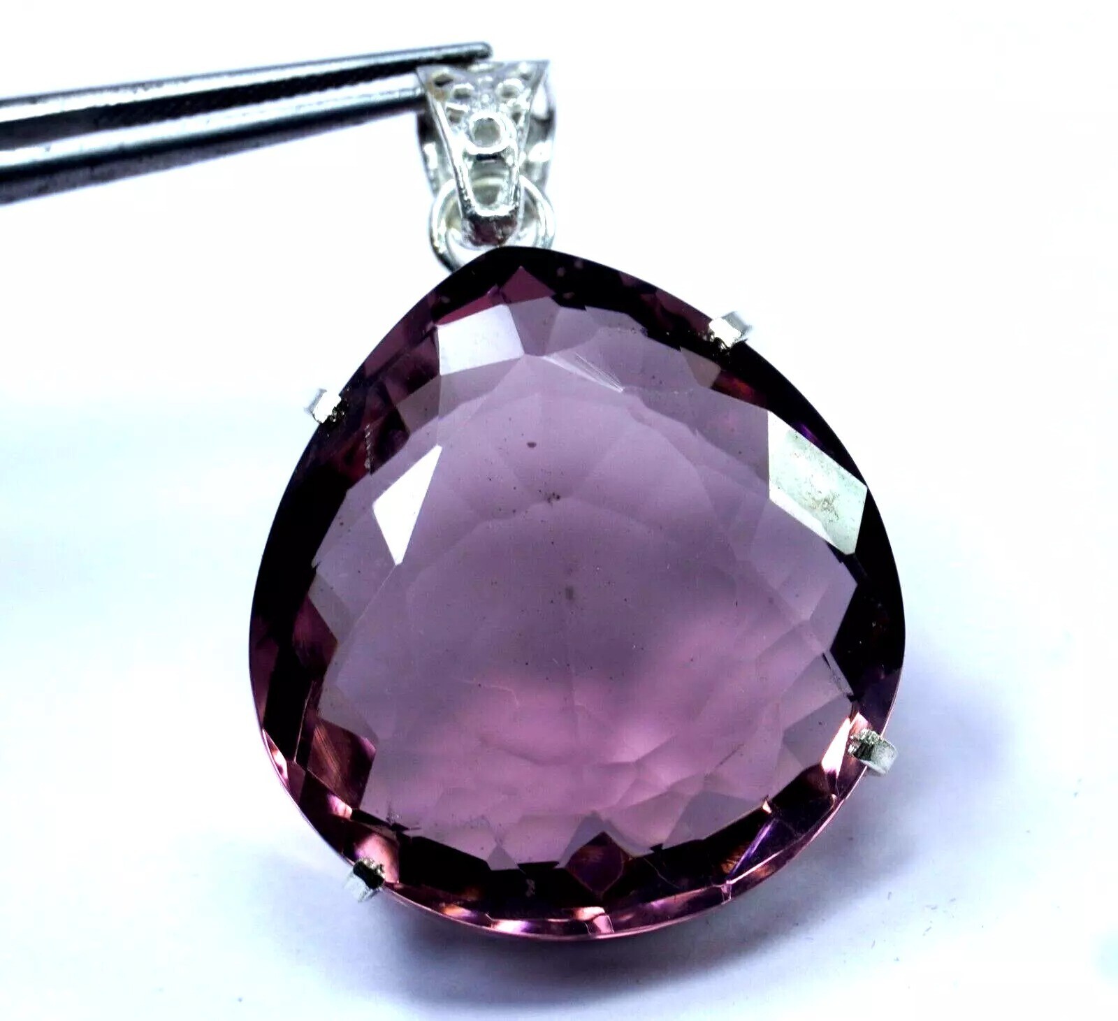 Alexandrite 75.00 Ct Natural Color Changing Pear Cut 925 Silver Pendant Gemstone