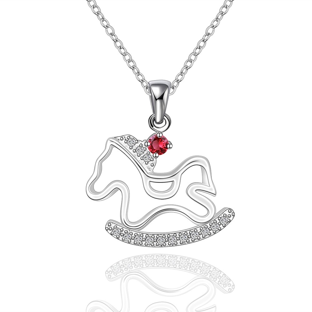 Elegant 925 Sterling Silver Filled SF Unicorn CZ Pendant Necklace N-A747