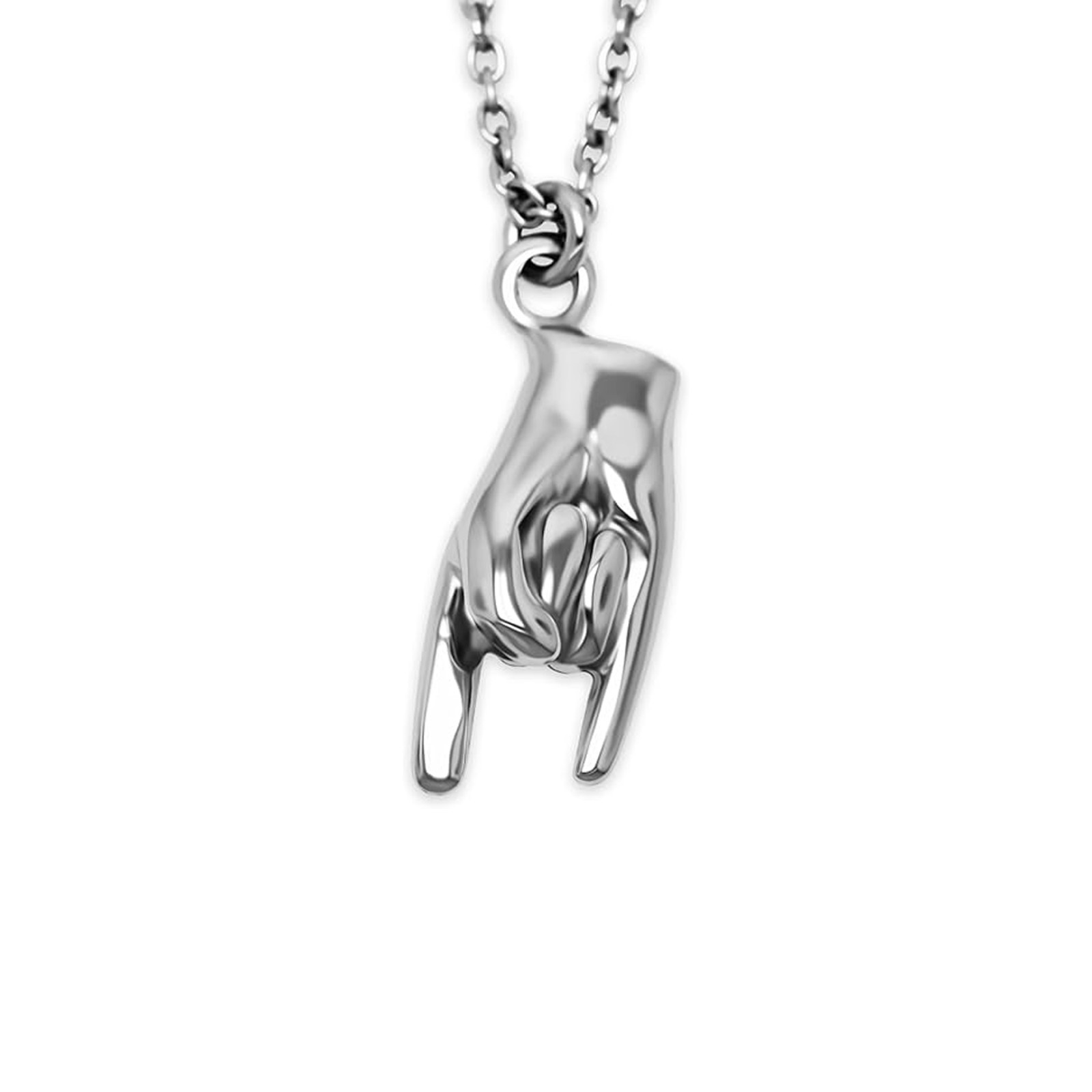 Silver Hand Sign Charm Pendant – 925 Sterling Silver – Good Luck Pendant