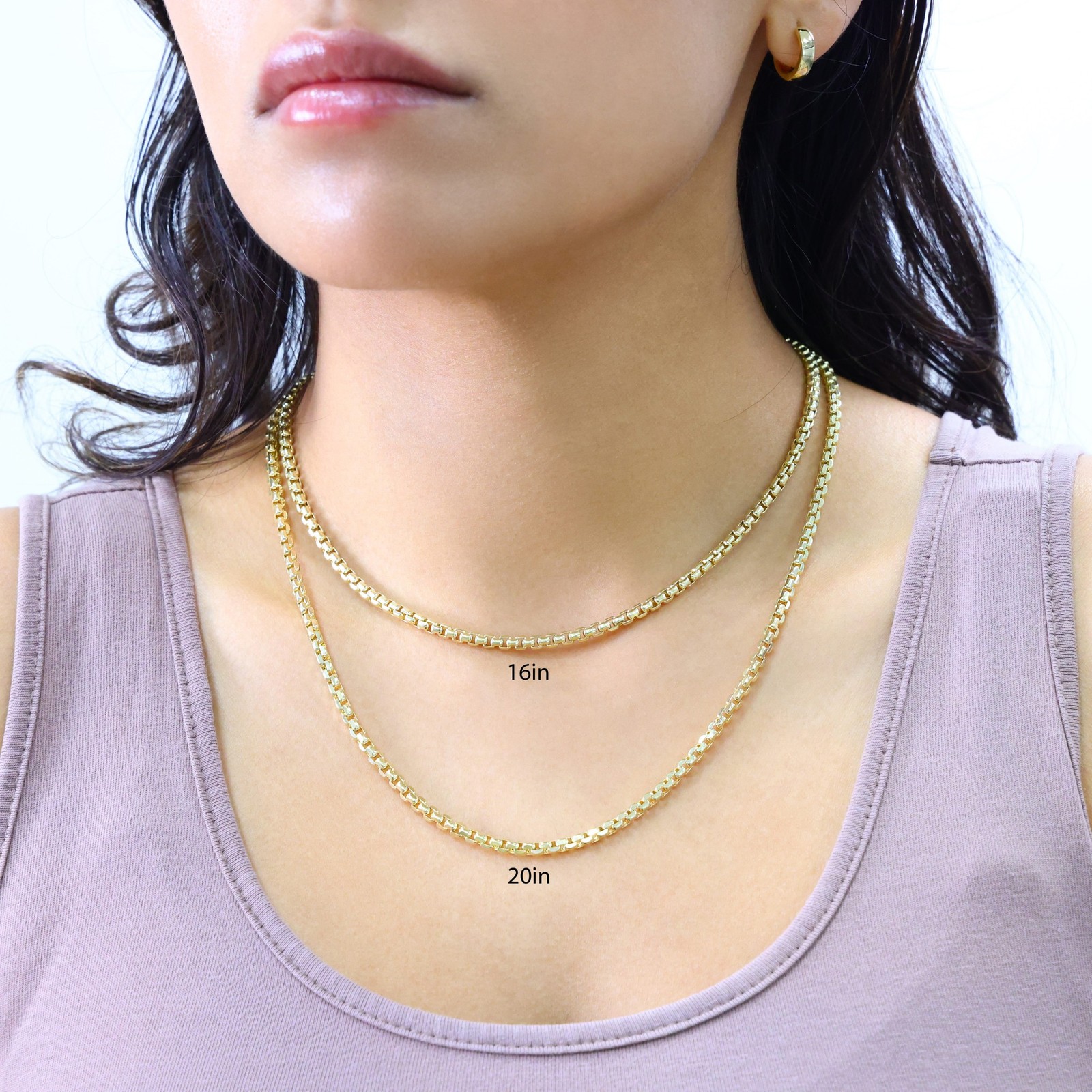 10K Yellow Gold 1.5mm-3.5mm Venetian Round Box Chain Necklace Men Women 16″- 30″