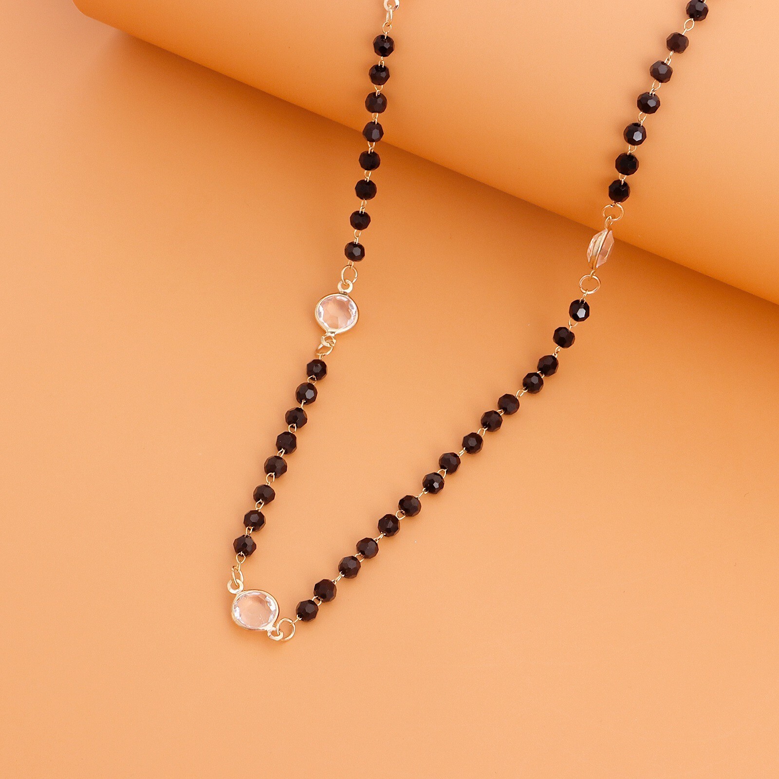 Fashion Women Crystal Necklace Retro Geometric Beads Elegant Black Pendant 1941