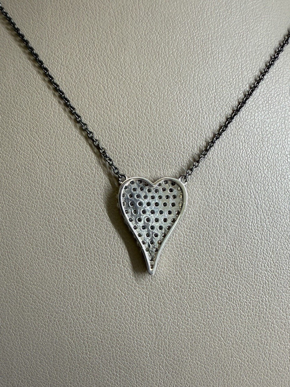 Diamonique Jennifer Miller Mini Heart Necklace 925 Pavé CZ 16-20″ Chain RETIRED