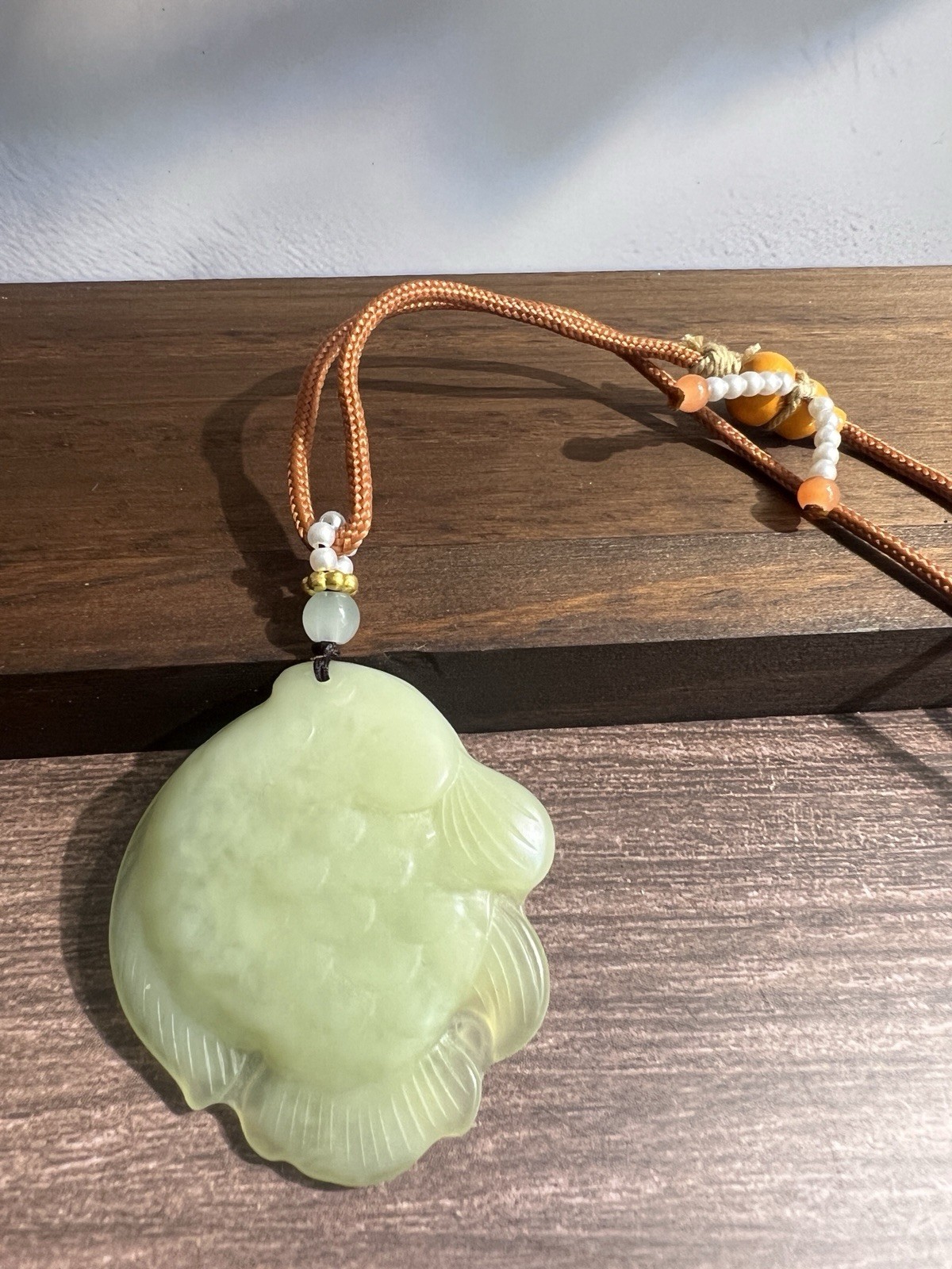 Natural sleeve jade hand-woven fish necklace