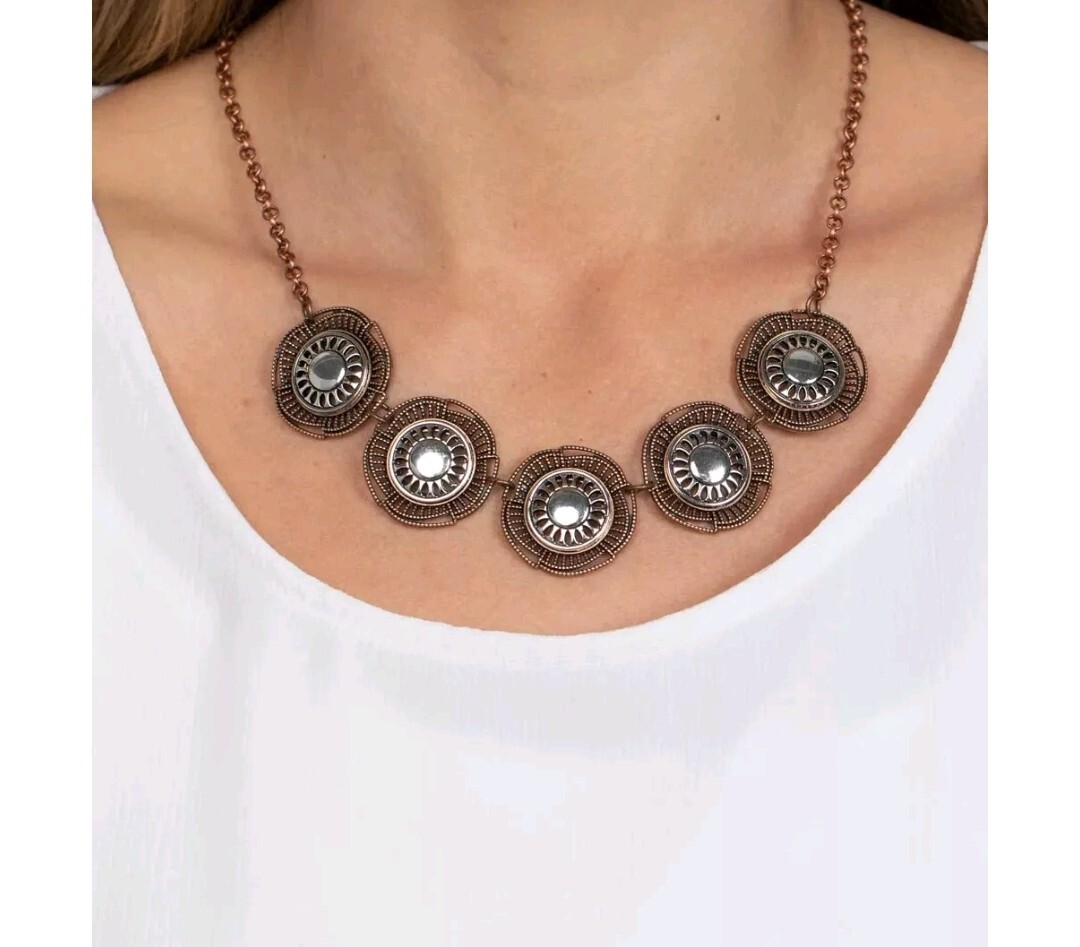 Paparazzi DESERT DECOR multi copper necklace with Fish Hook Earrings