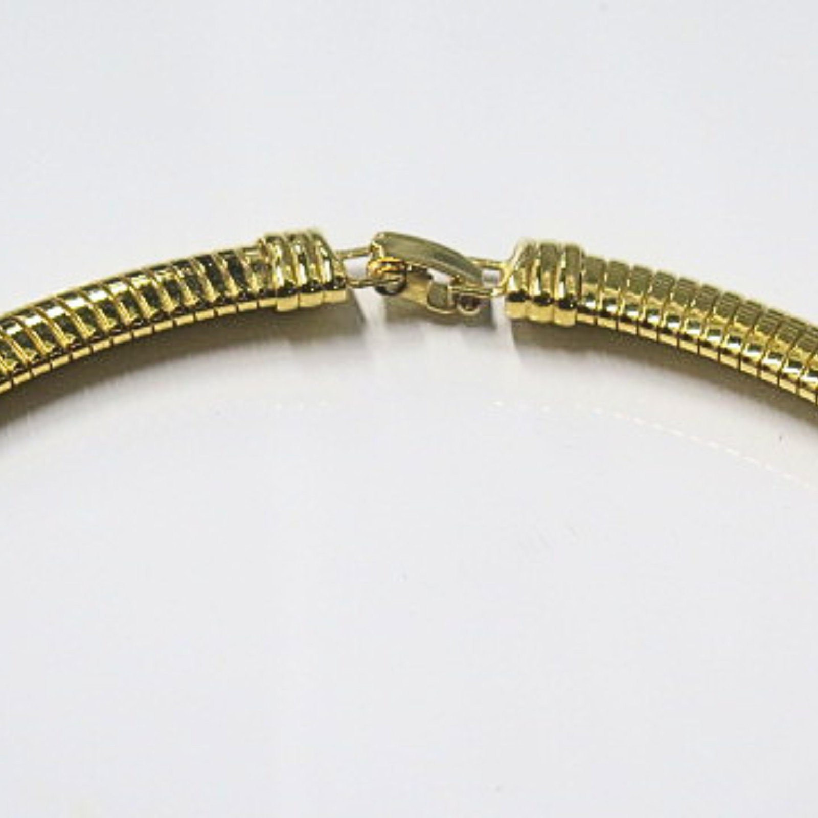 Gold Tone Herringbone Snake Chain Necklace Crystal Accent Slide Inch