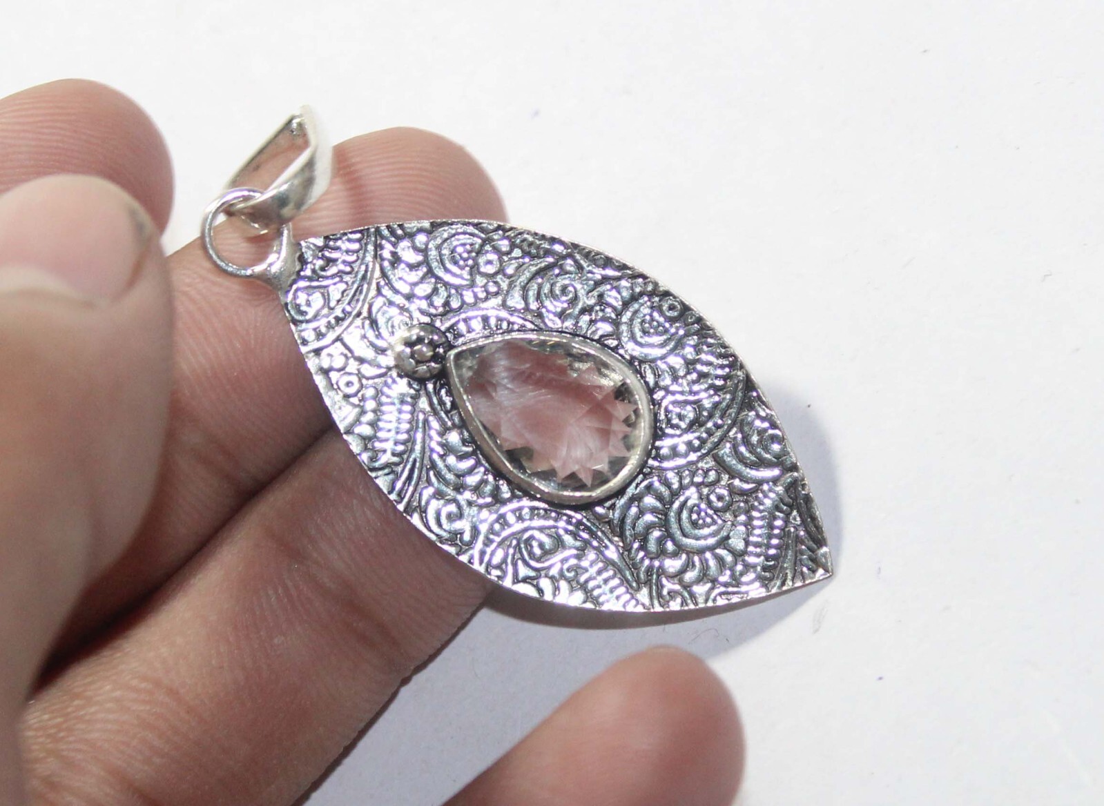 Hydro Crystal Pear Shape Gemstone Handmade Pendent Jewelry Pendant Size 1.5 Inch