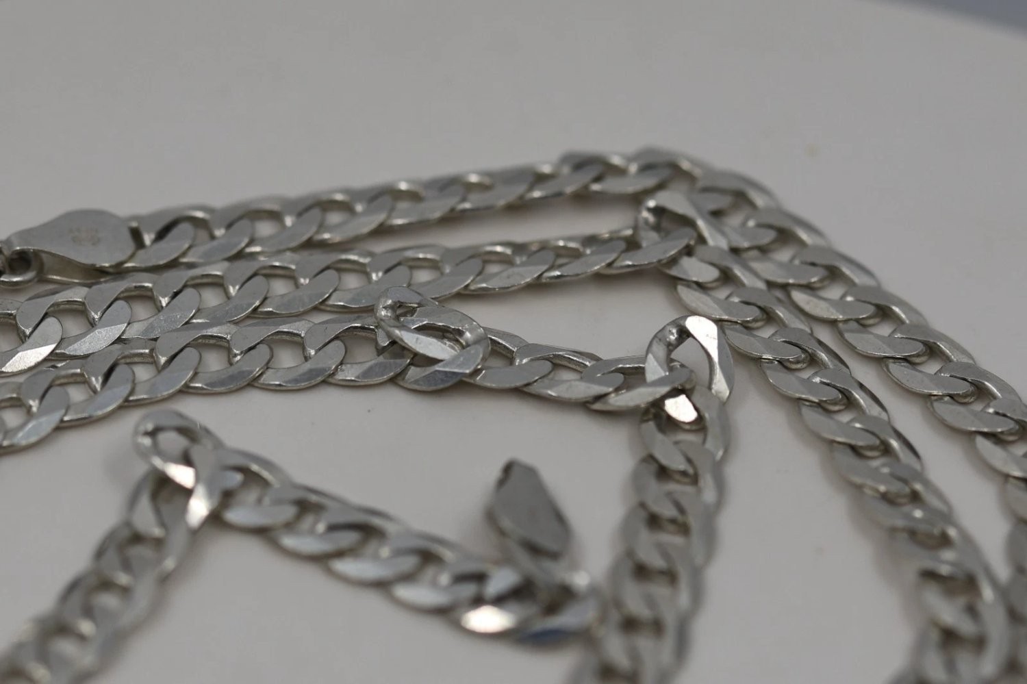Sterling Silver 6mm Curb Chain Necklace 20 Inch 925 Italy Flat Link 36g Boxed