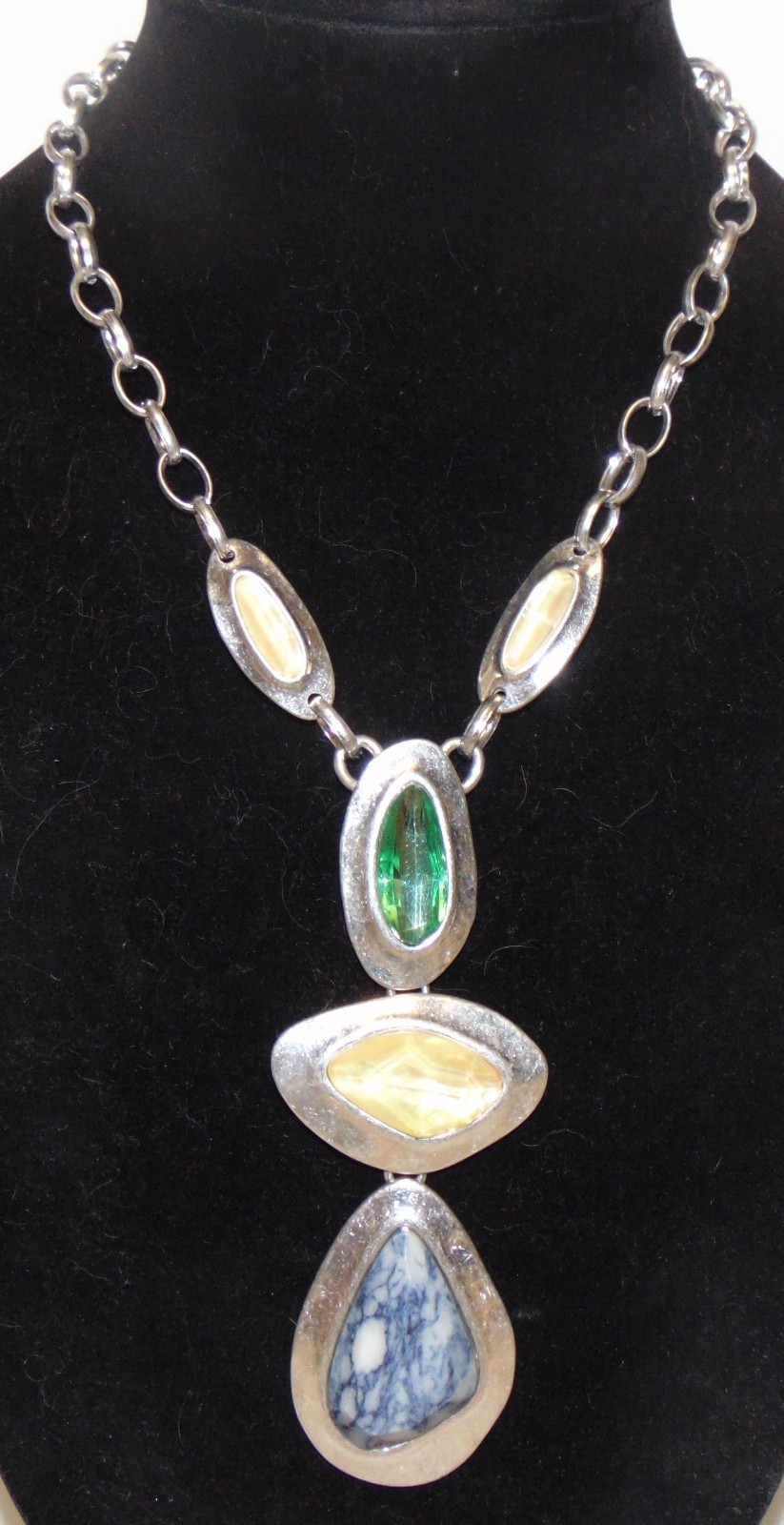 Robert Lee Morris (RLM) Silver Tone and Various Colors Bib Necklace