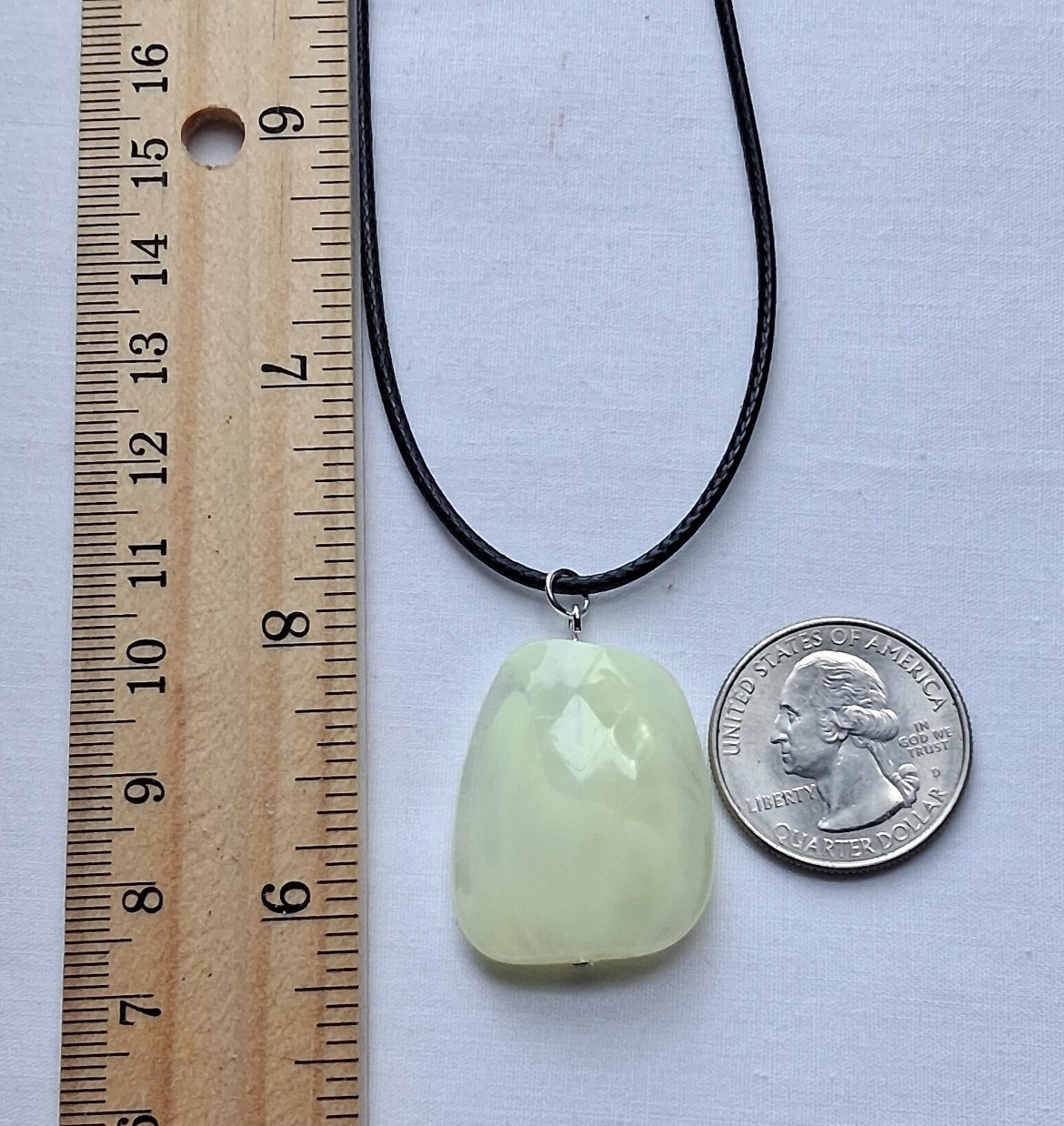 Faceted Yellow Glass Bead Pendant Black Cord Rope Necklace Handmade Statement