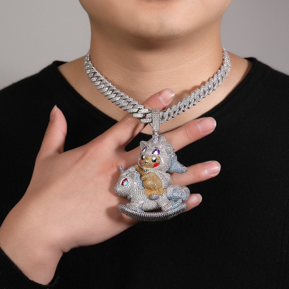 Hip Hop Cute Pendant Necklace 5A Zirconas 18K Gold Plated Women Men Jewelry Gift