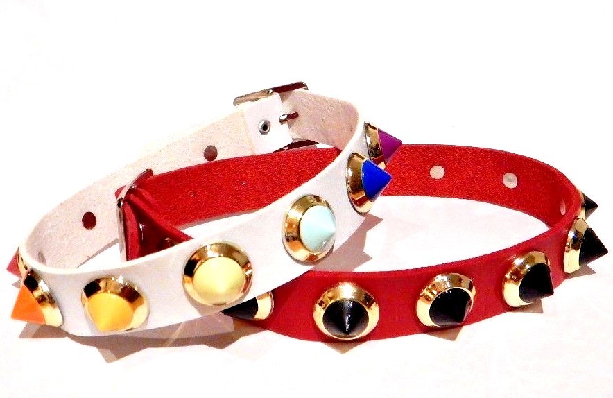 COLORED SPIKE CHOKER red/ black white/ rainbow punk unicorn collar necklace 6I