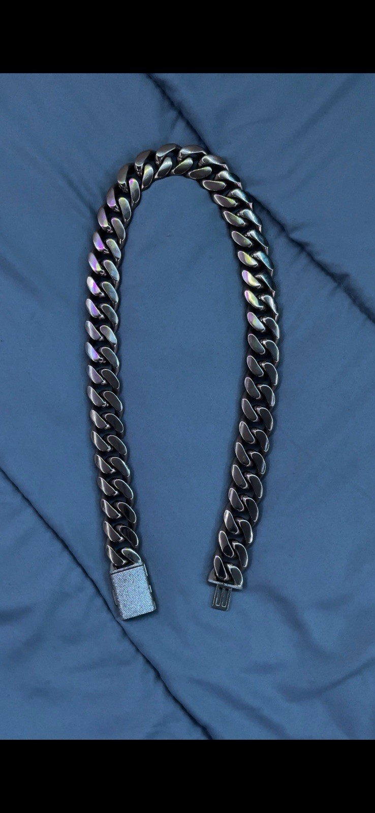 22mm 24 inch Cuban Link Chain Diamond Lock with Box Clasp,