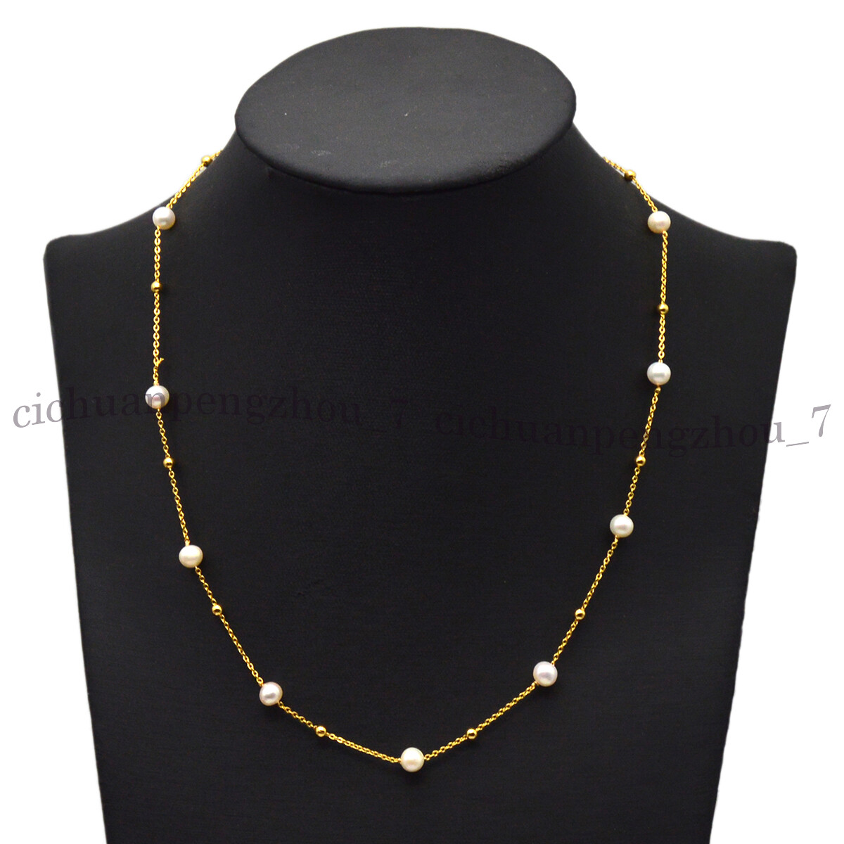 Real Natural 6-7mm White Freshwater Baroque Pearl Gold Chain Necklace 20/32”