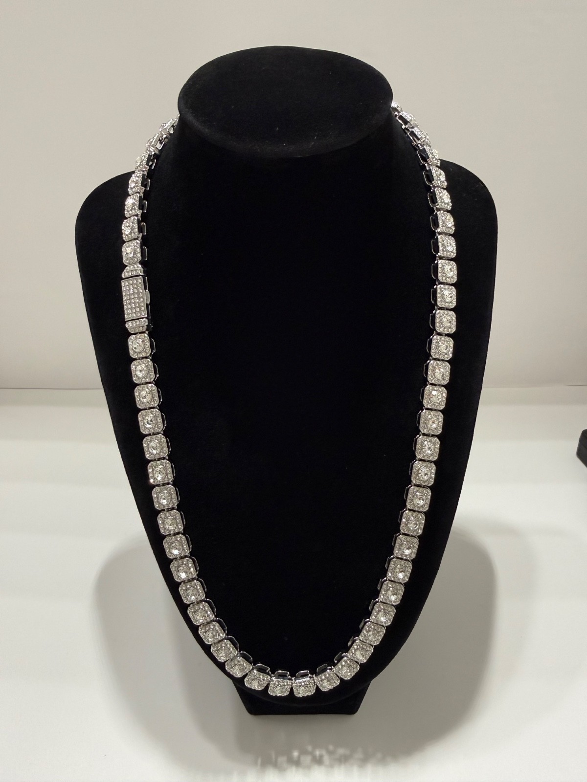 tennis chain necklace iced out vvscz over stainless 22inch 8mm box lock