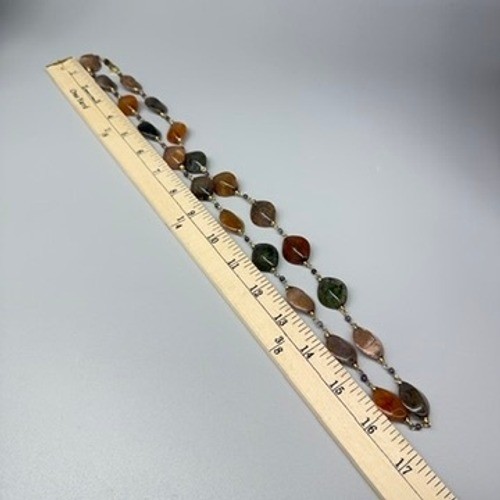 Multi-Color Acrylic Dragon Vein Bead Chain Necklace 32″ Fall Colors Bohemian