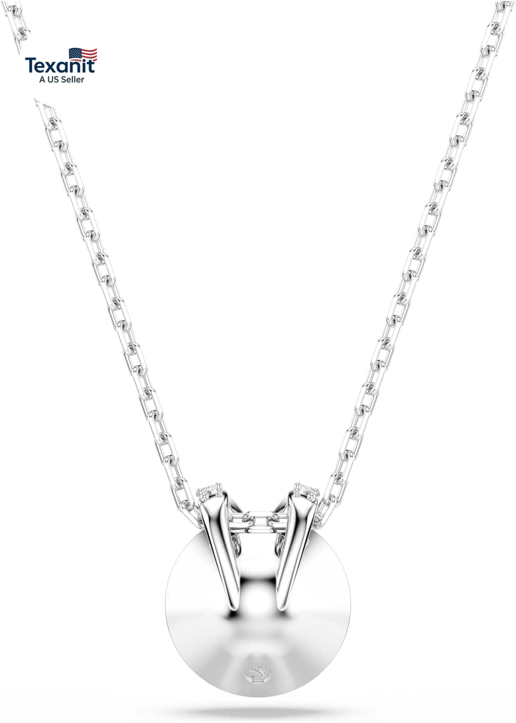Bella V Pendant, round Cut, Blue, Rhodium Finish