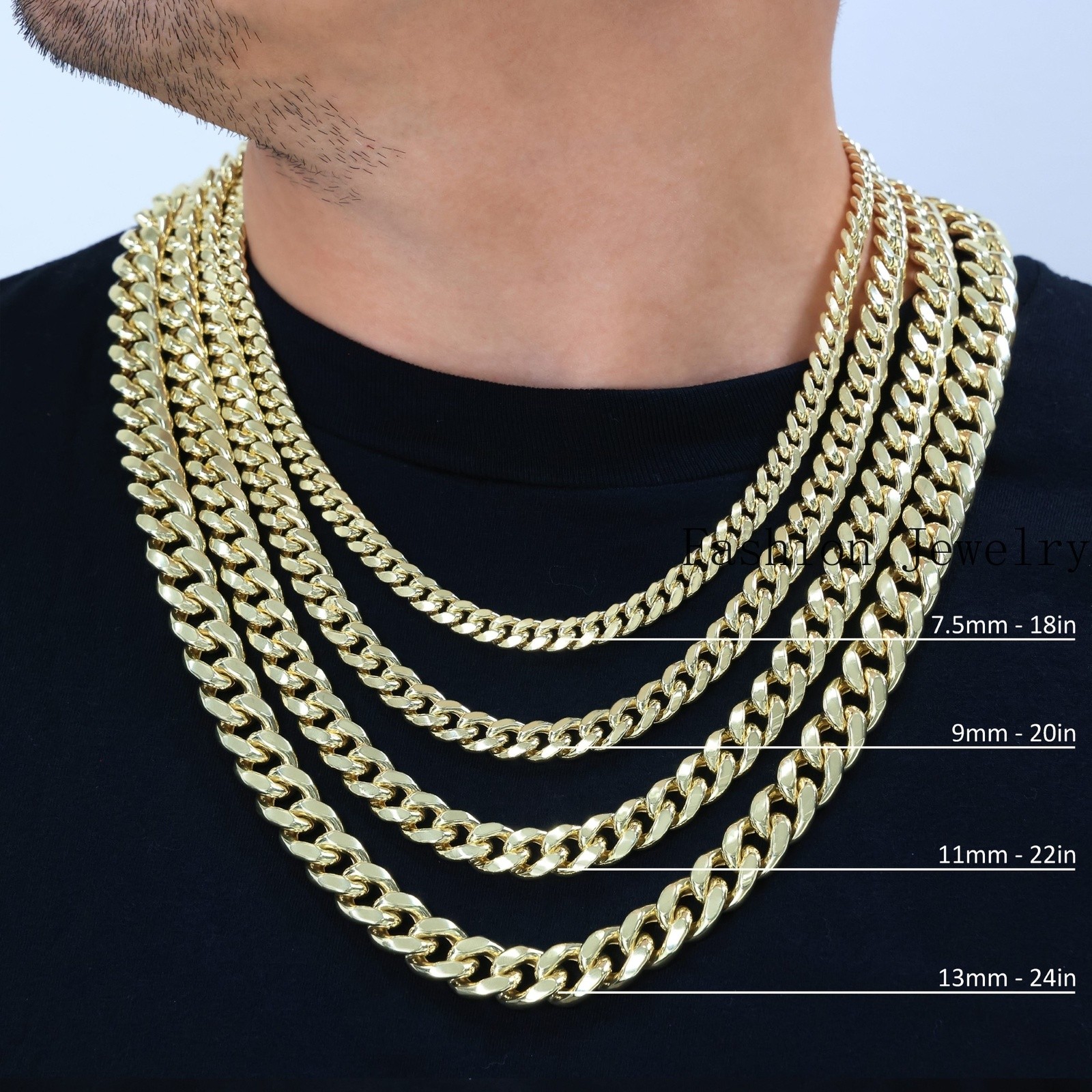 10K Yellow Gold 3mm- 13mm Miami Cuban Link Chain Necklace Mens Womens 16″- 30″