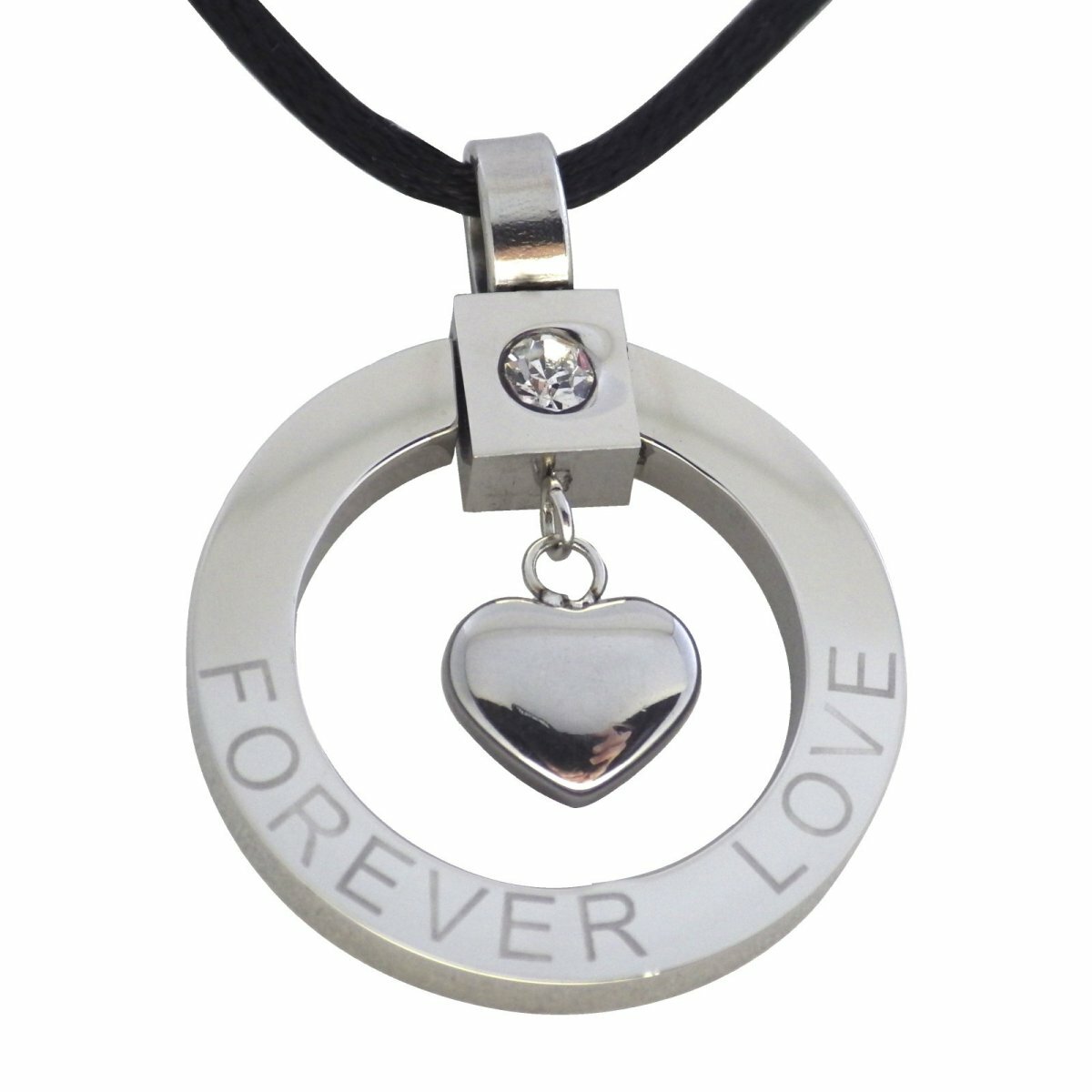 Forever Love Heart Promise Pendant Stainless Steel Anniversary Necklace
