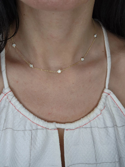 1.25 Ct Lab Grown Diamond by the Yard 14Kt Gold Necklace