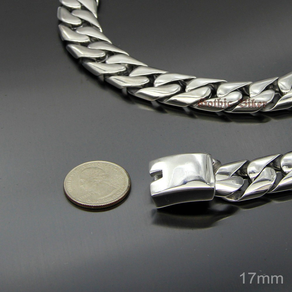 Heavy Wide Stainless Steel Curb Cuban Chain Men Necklace Polish 17mm 20mm 18-30″