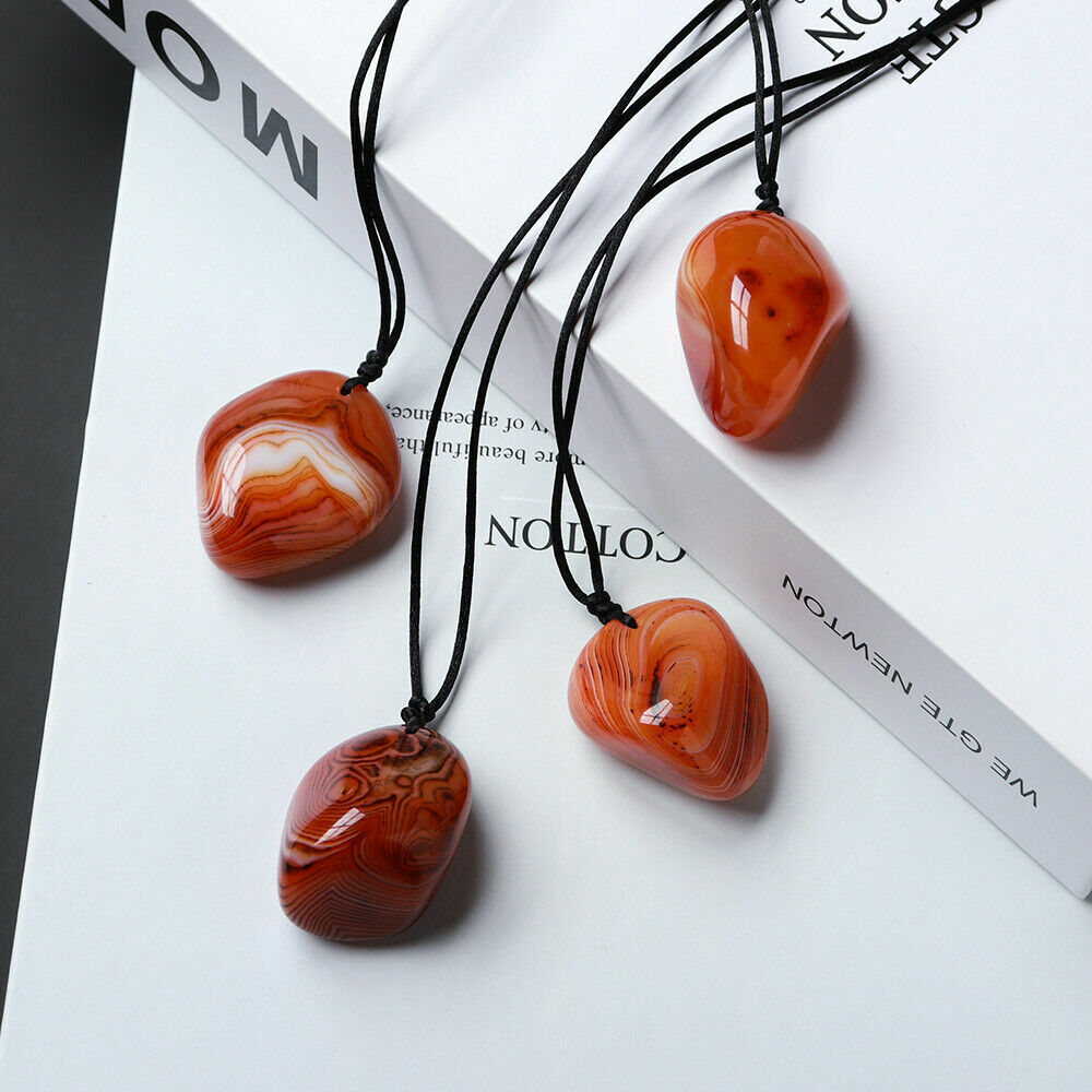 Natural Red Agate Crystal Stone Ornaments Pendant Jewelry Necklace(Random Shape)