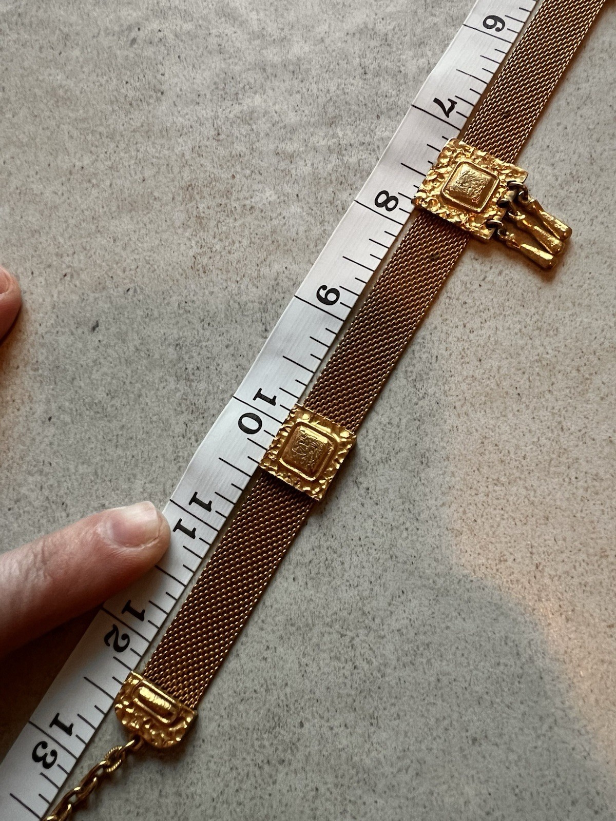 Florenza Gold Tone Mesh Choker Necklace Adjustable 12.5-16” Rare Piece! H4