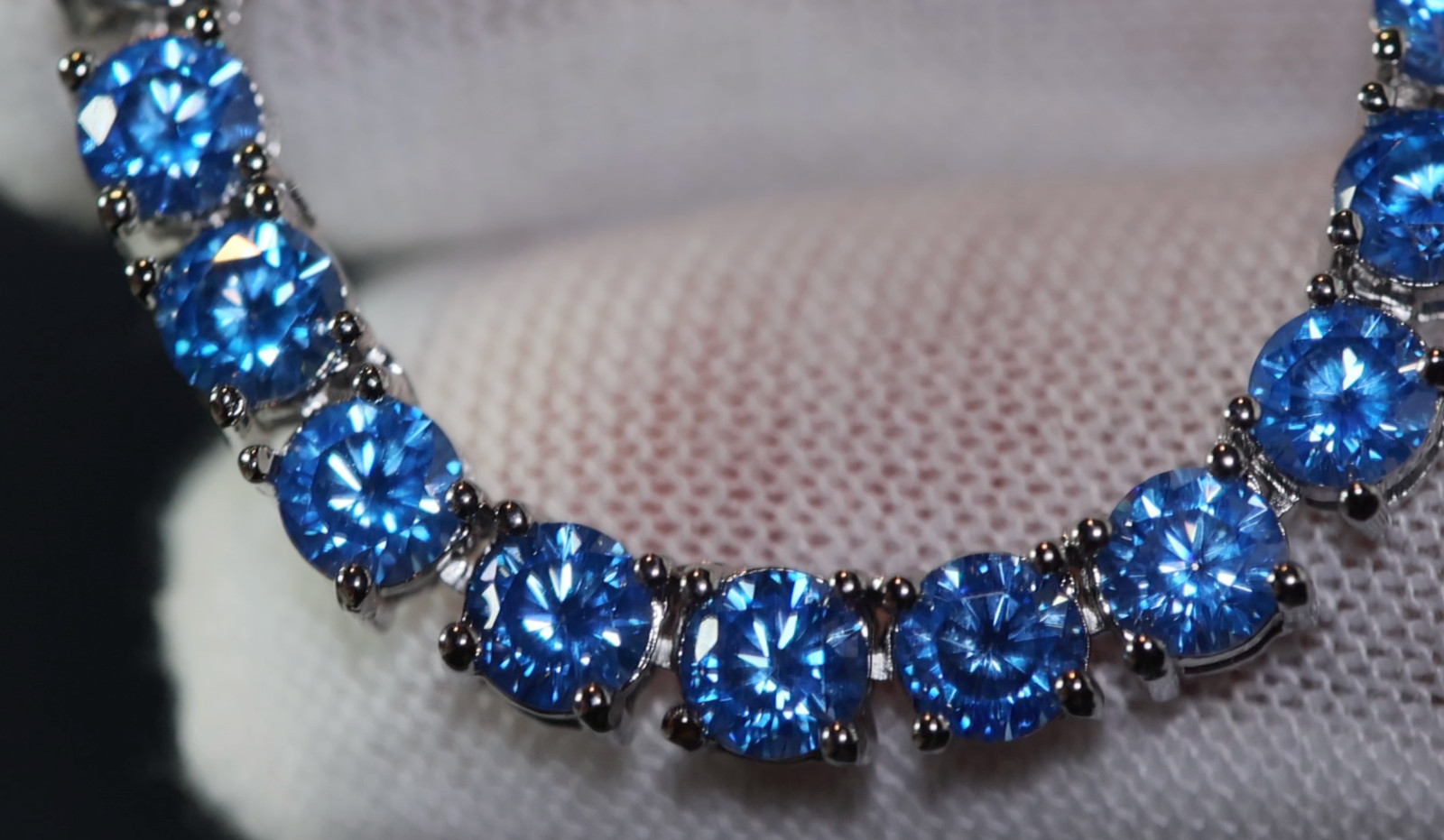 Simulated Blue Diamond Tennis Chain | Tennis Necklace | Aquamarine Tennis Chain
