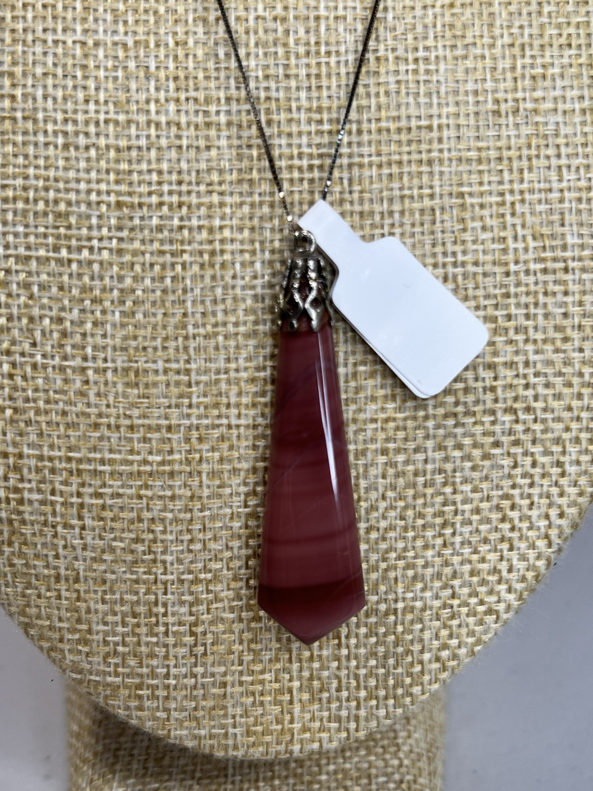 Cherry Quartz Pendant Necklace Metal Chain Jewelry Single Gemstone Undated