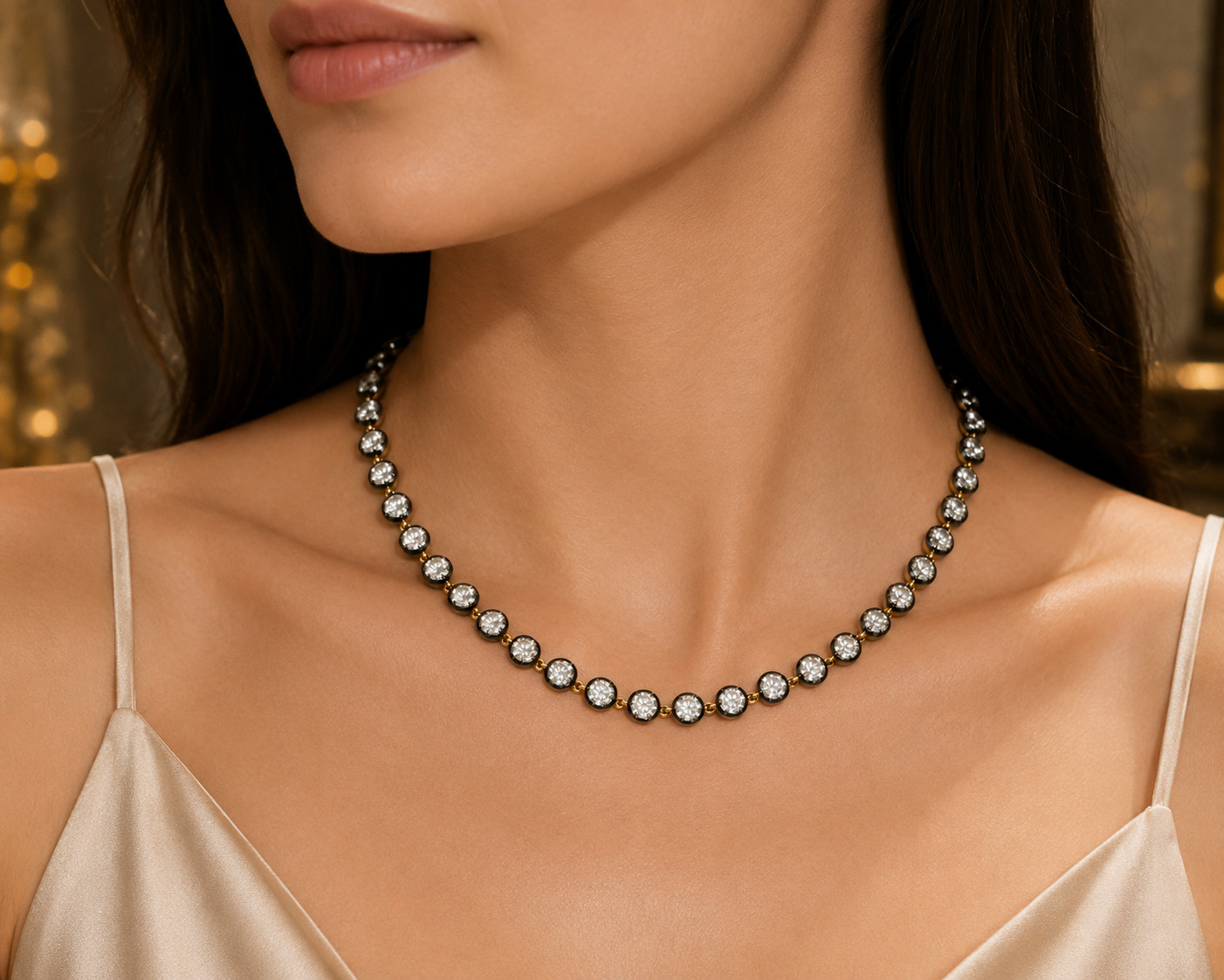 Round CZ Necklace Brass Metal Fashion Jewelry for gift