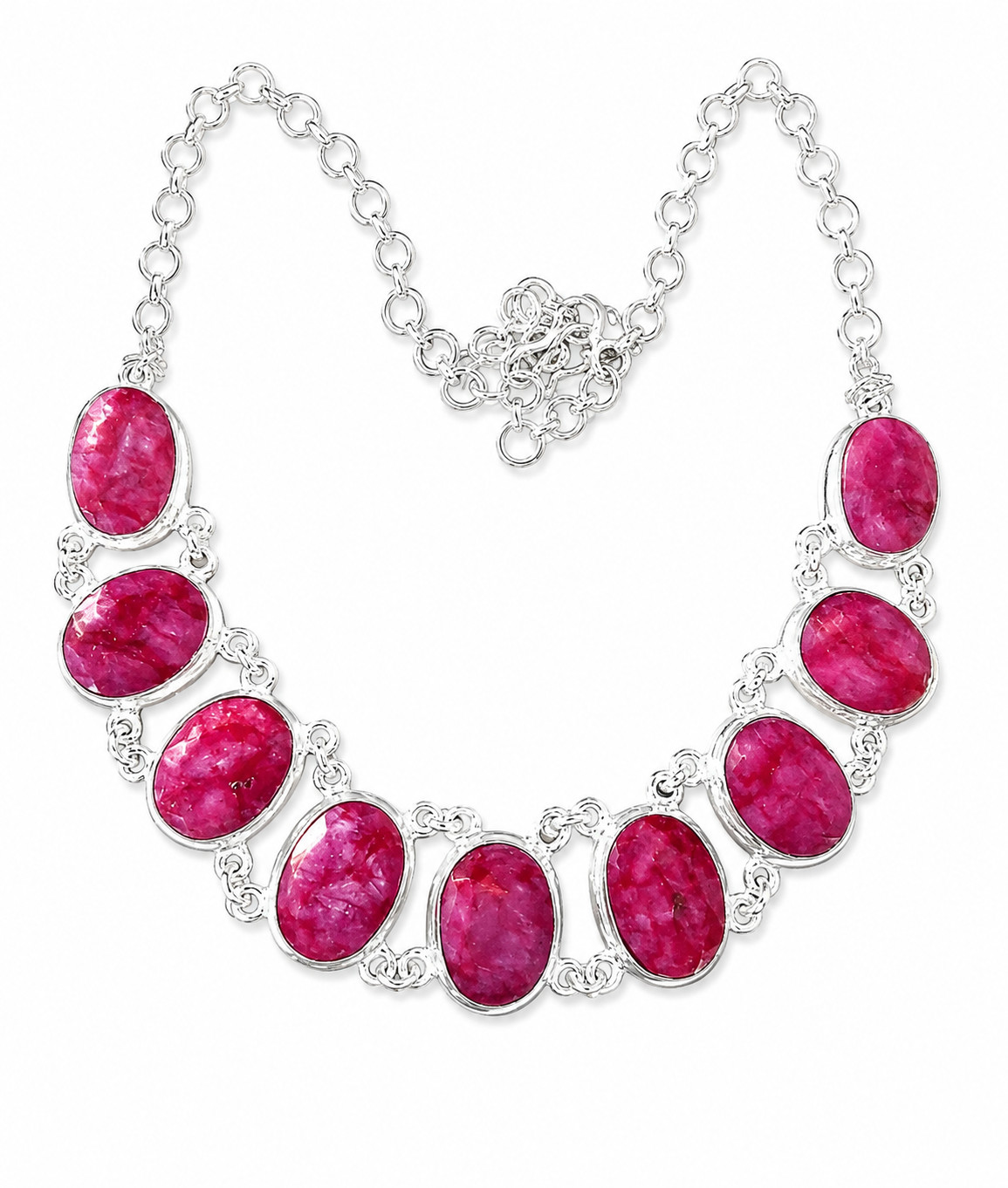 Handmade Ruby Necklace 925 Sterling Silver Antique Vintage Style