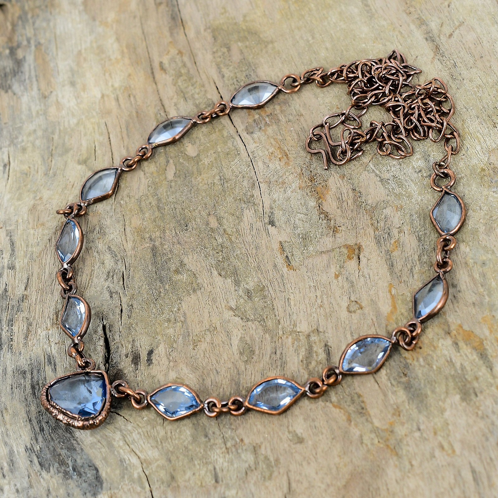 Tanzanite Quartz Copper Gift For Mom Electroformed Adjustable Necklace 18.0″
