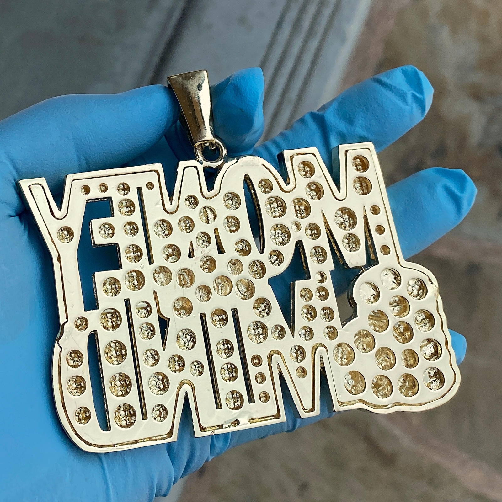 14K Gold Plated Huge Money on My Mind Jumbo Hip Hop Pendant Iced Simulated CZ