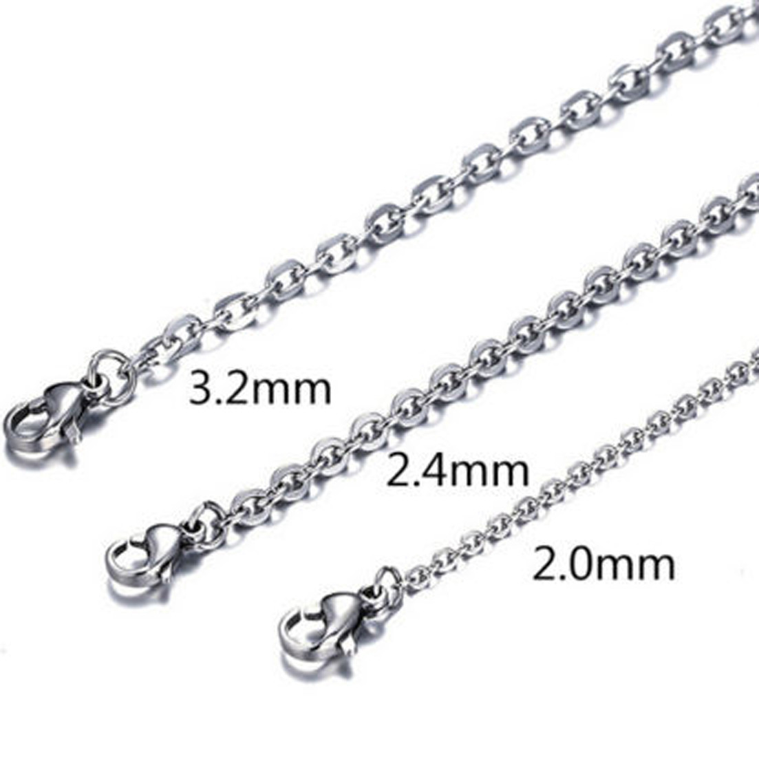 5-100pcs Wholesale Stainless Steel Silver Oval Cross Chain Necklace 16in-40in