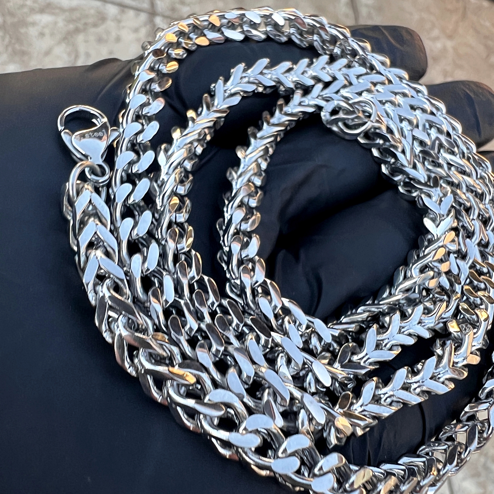 Stainless Steel Franco Chain Foxtail 20″-30″ Solid Necklace 5MM Thick