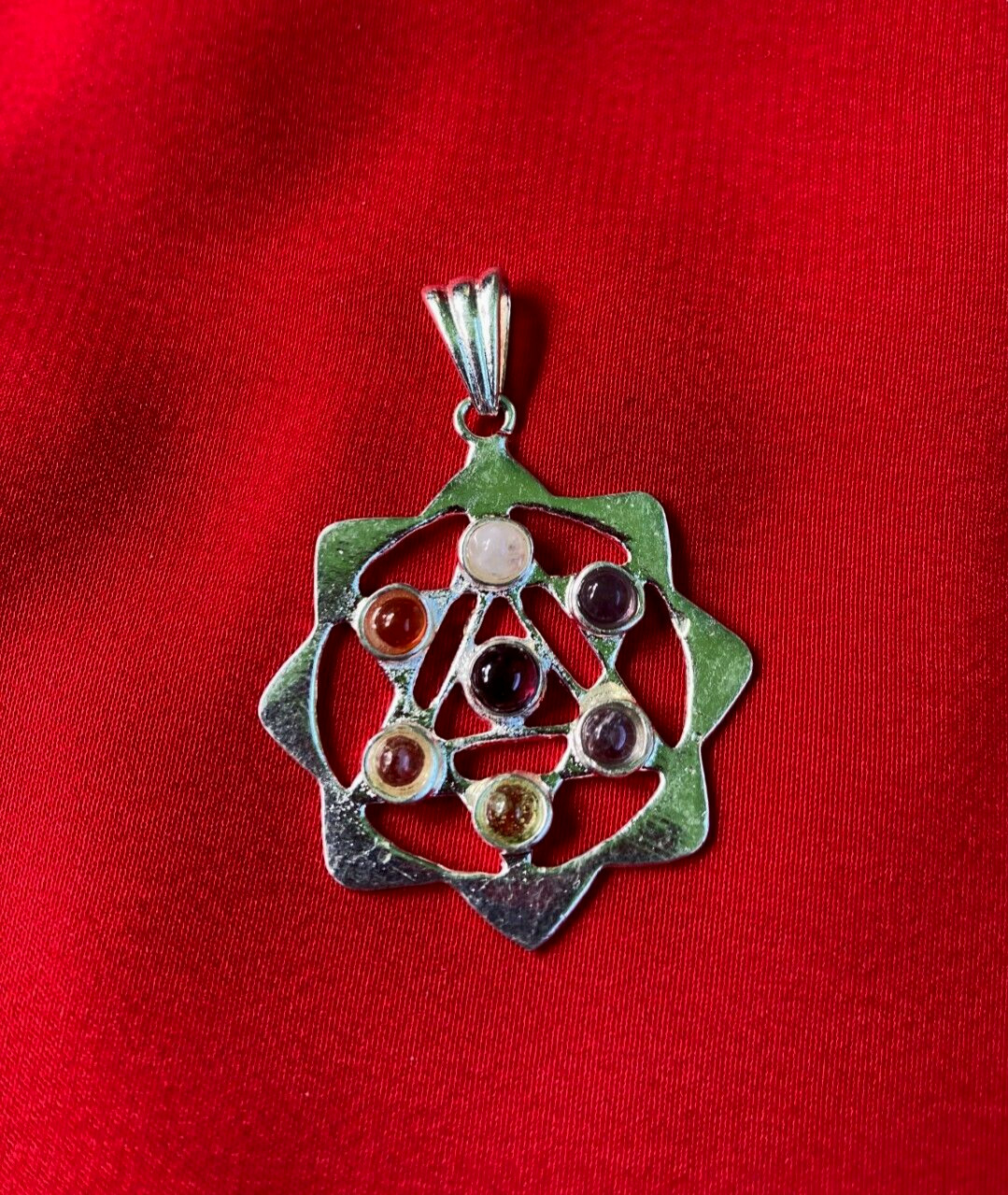 Seven Chakra Harmony Eight Pointed Star Pendant of Health and Healing