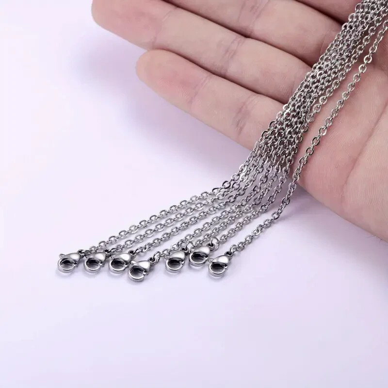 LOT OF TEN (10) 1 MM Stainless Steel Jewelry Chain Necklaces Extra Long 22-24″