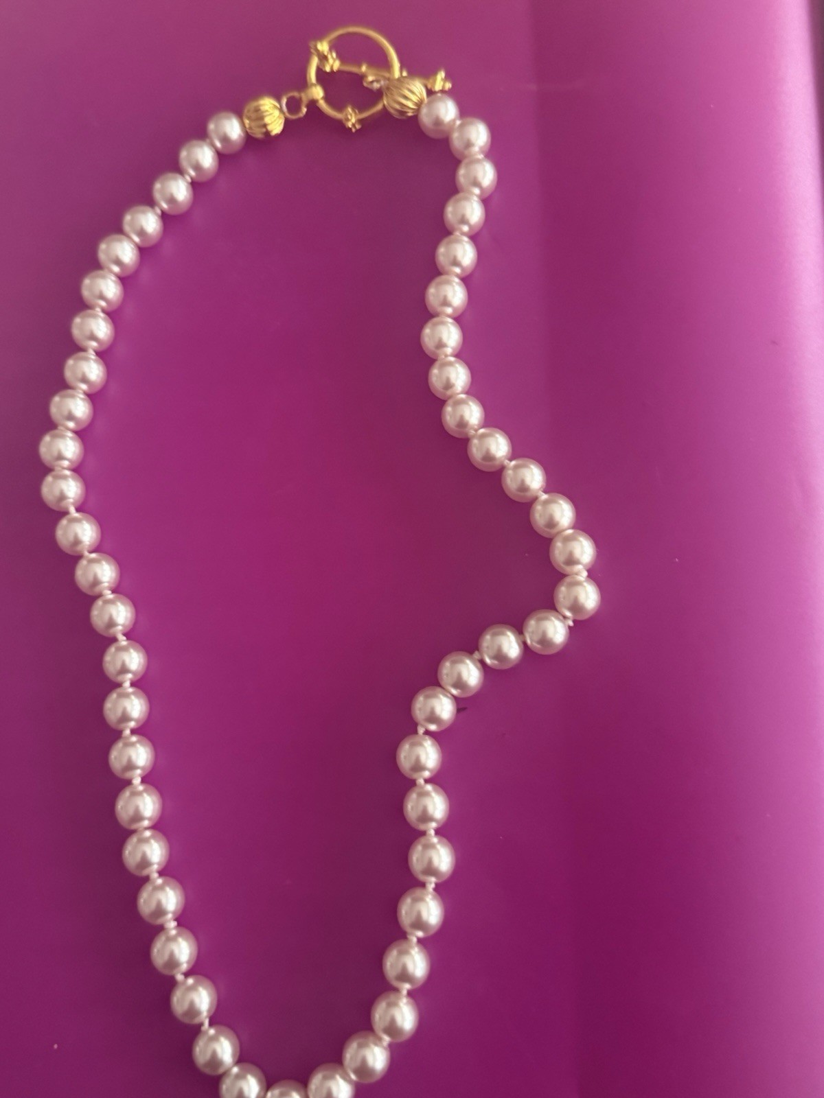 6-7mm White Round Pearl Beaded Necklace with Gold-Tone Lobster Clasp