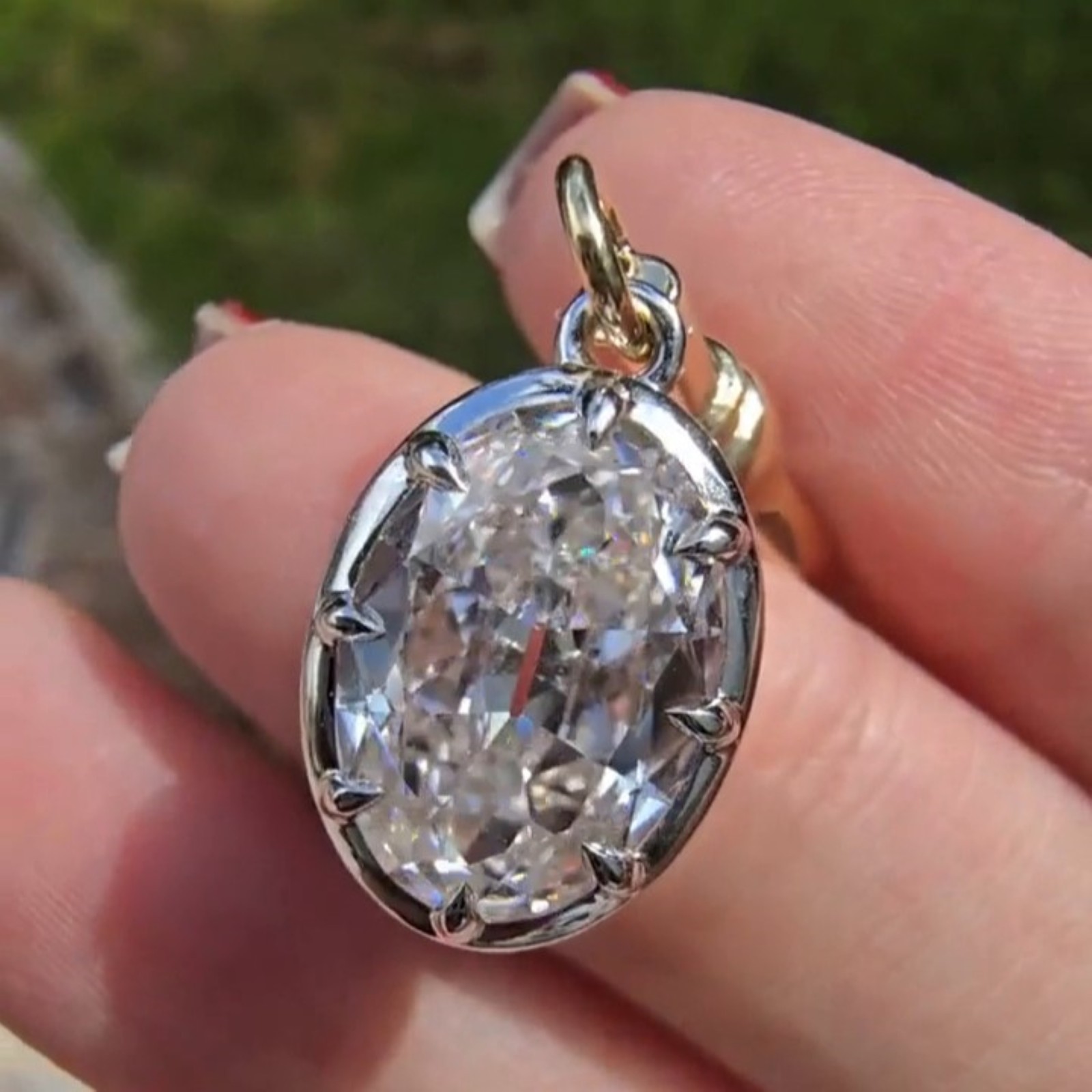 2.50 Ct Oval Cubic Zirconia Pendant Bezel Set Old European Oval Cut Gift For Her