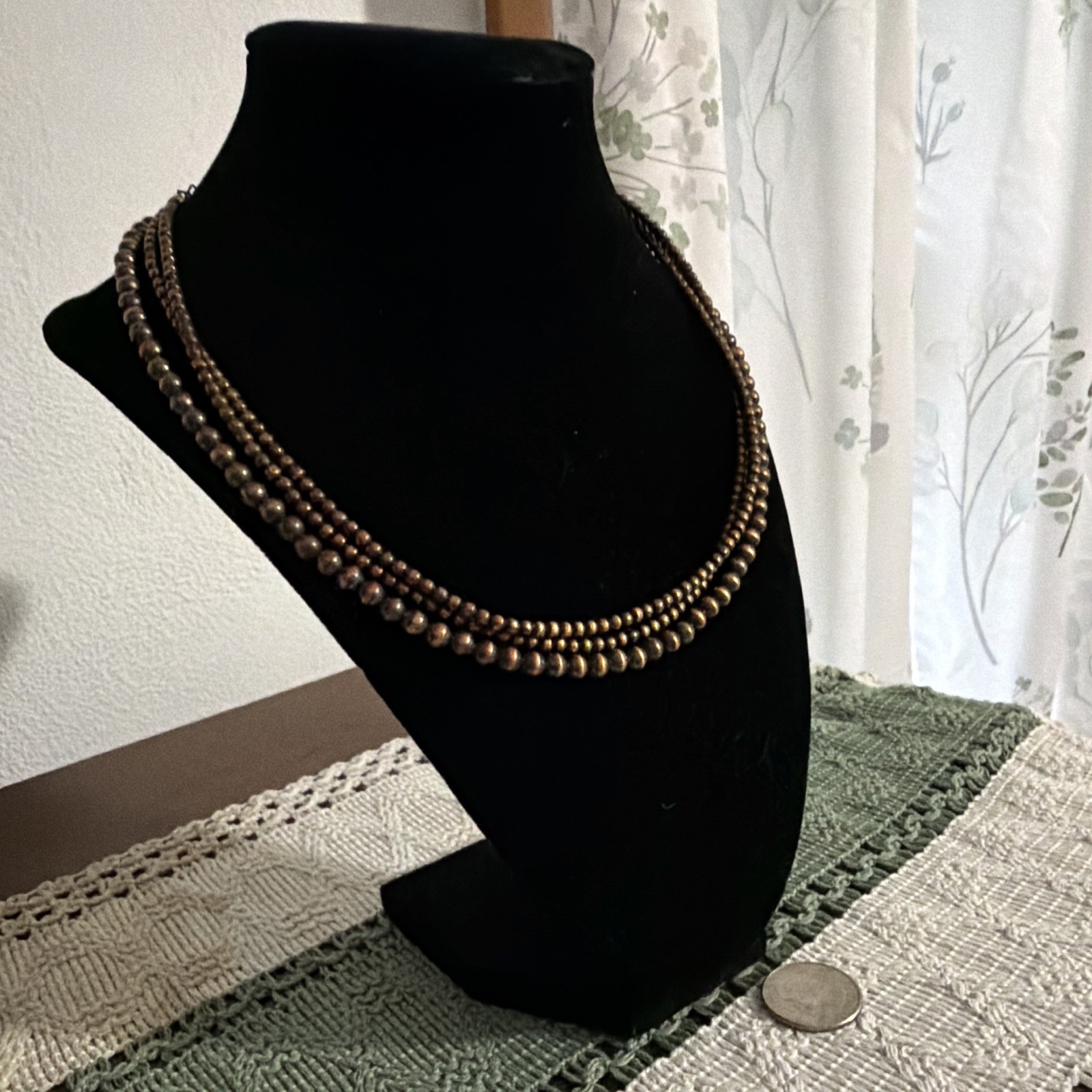3 strands of copper pearls.16mm each. adjust at different lengths and layer!!💕
