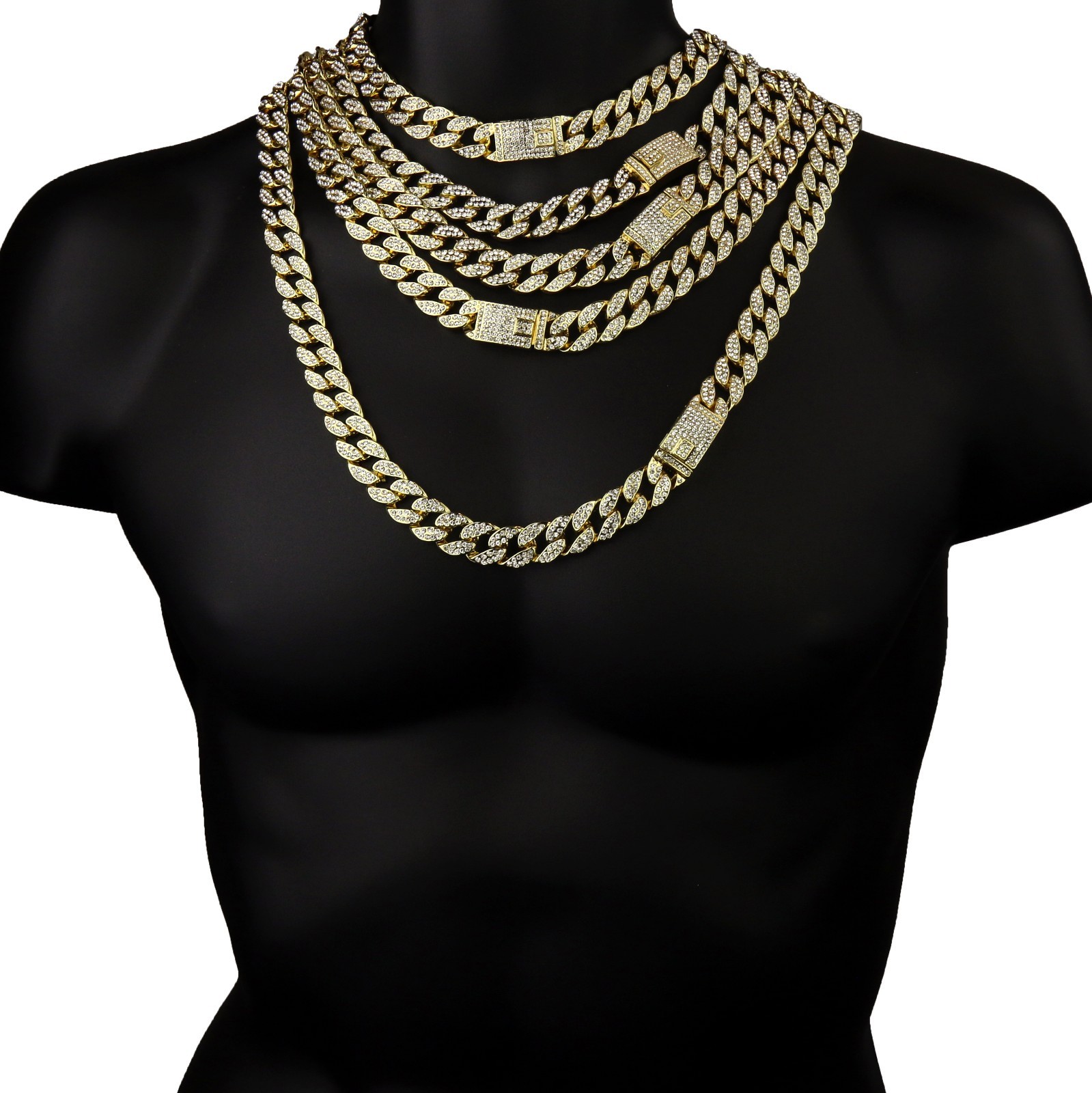 Mens 14k Gold Plated 16″-30″ Miami Cuban Cubic-Zirconia Link Choker Chain