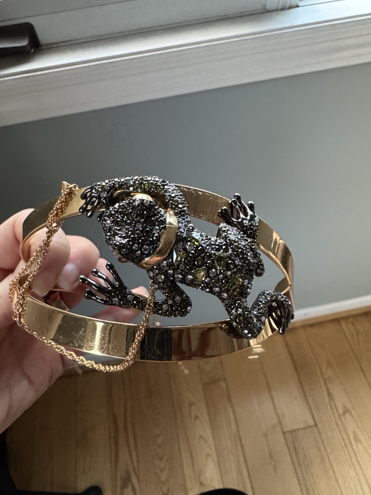 Alexis Bittar Double Band Choker Green Tourmaline Covered Frog Swarovski Crystal