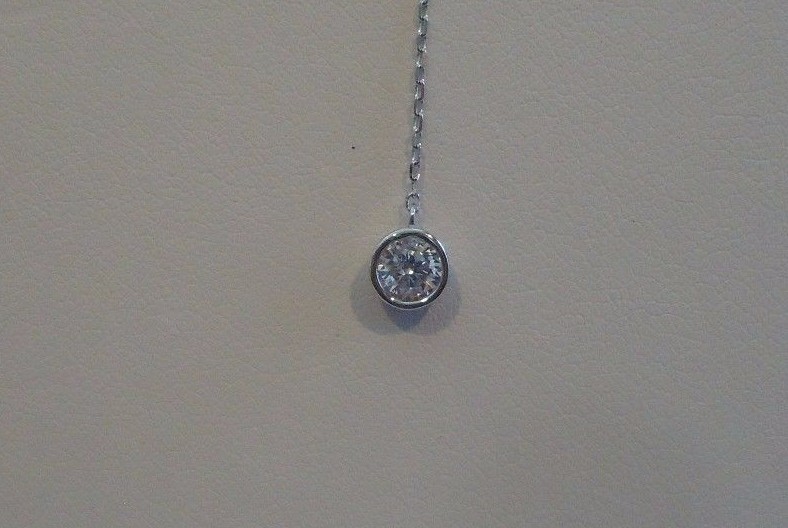925 STERLING SILVER SINGLE STONE NECKLACE PENDANT W/ 1.50 CT LAB DIAMONDS