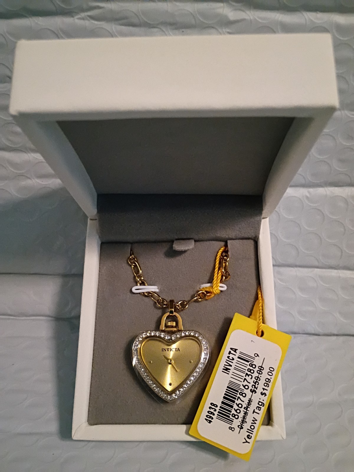 17- Invicta Mini Angel Heart Necklace Watch – 27.5mm, WR 30m, (NIB) Gold (49938)