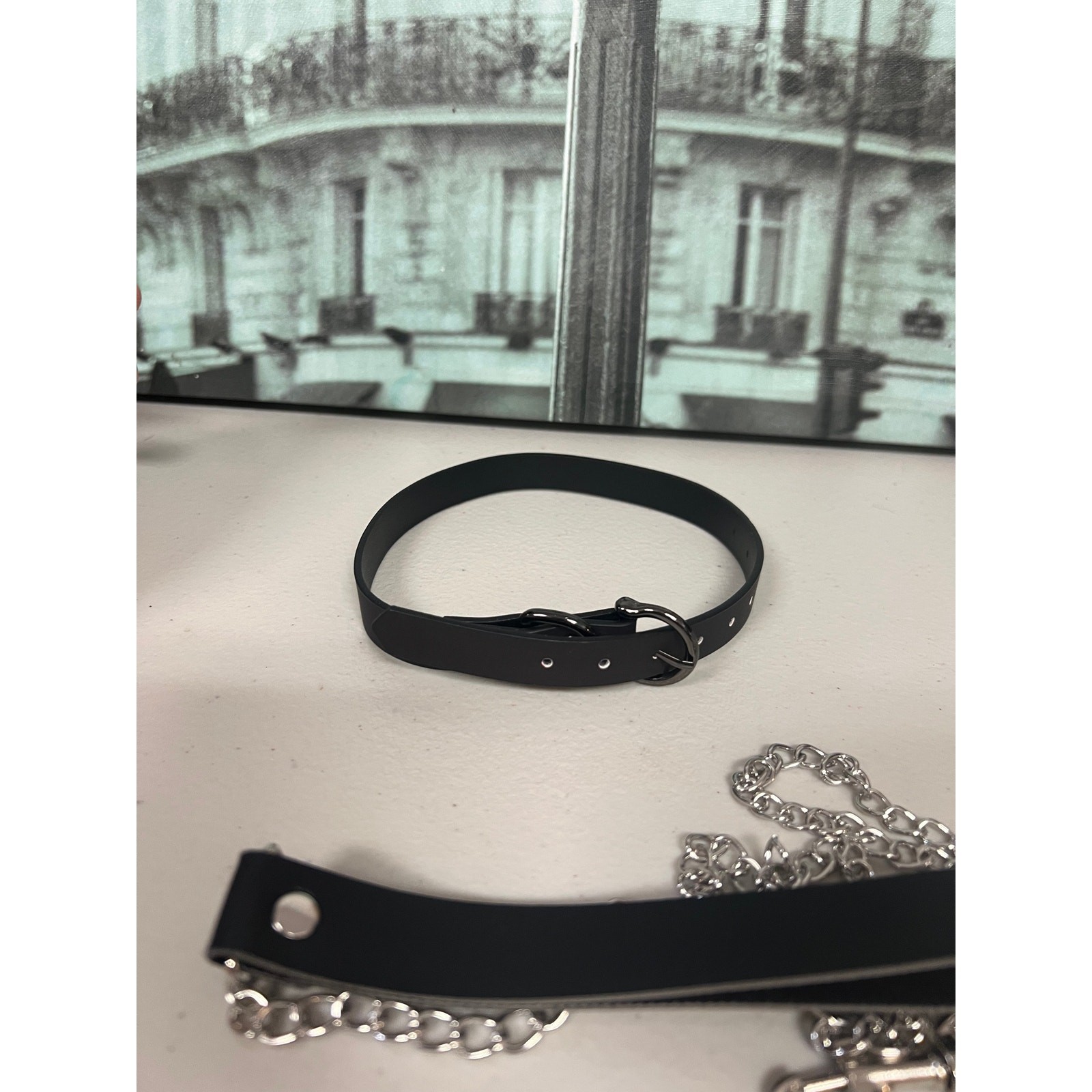 Gothic Thermochromic Faux Leather Choker with Detachable Leash