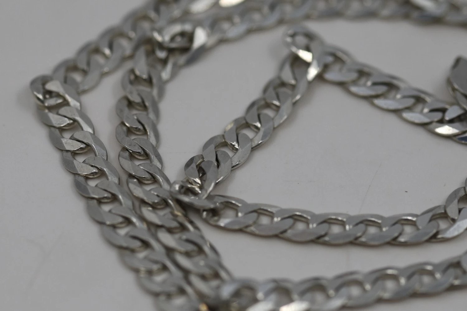 Sterling Silver 6mm Curb Chain Necklace 20 Inch 925 Italy Flat Link 36g Boxed