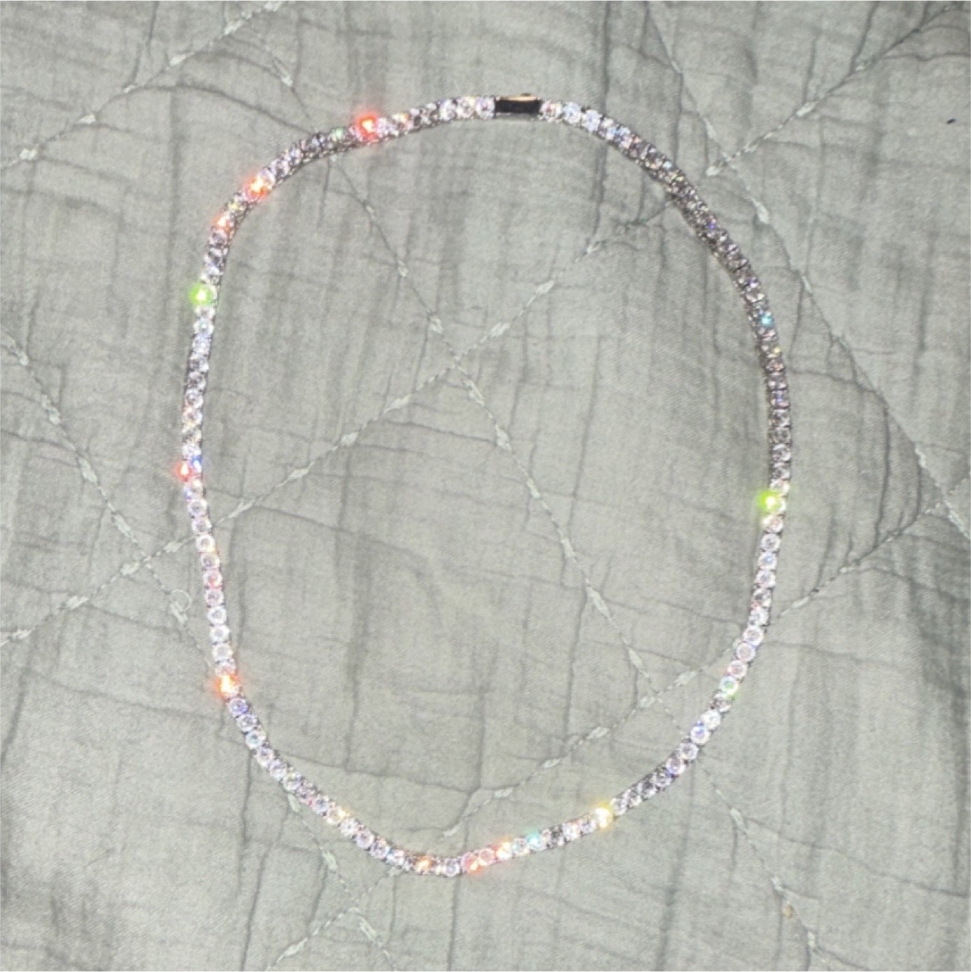 Men’s Silver Tennis Chain Necklace with Cubic Zirconia, Box Closure 20”