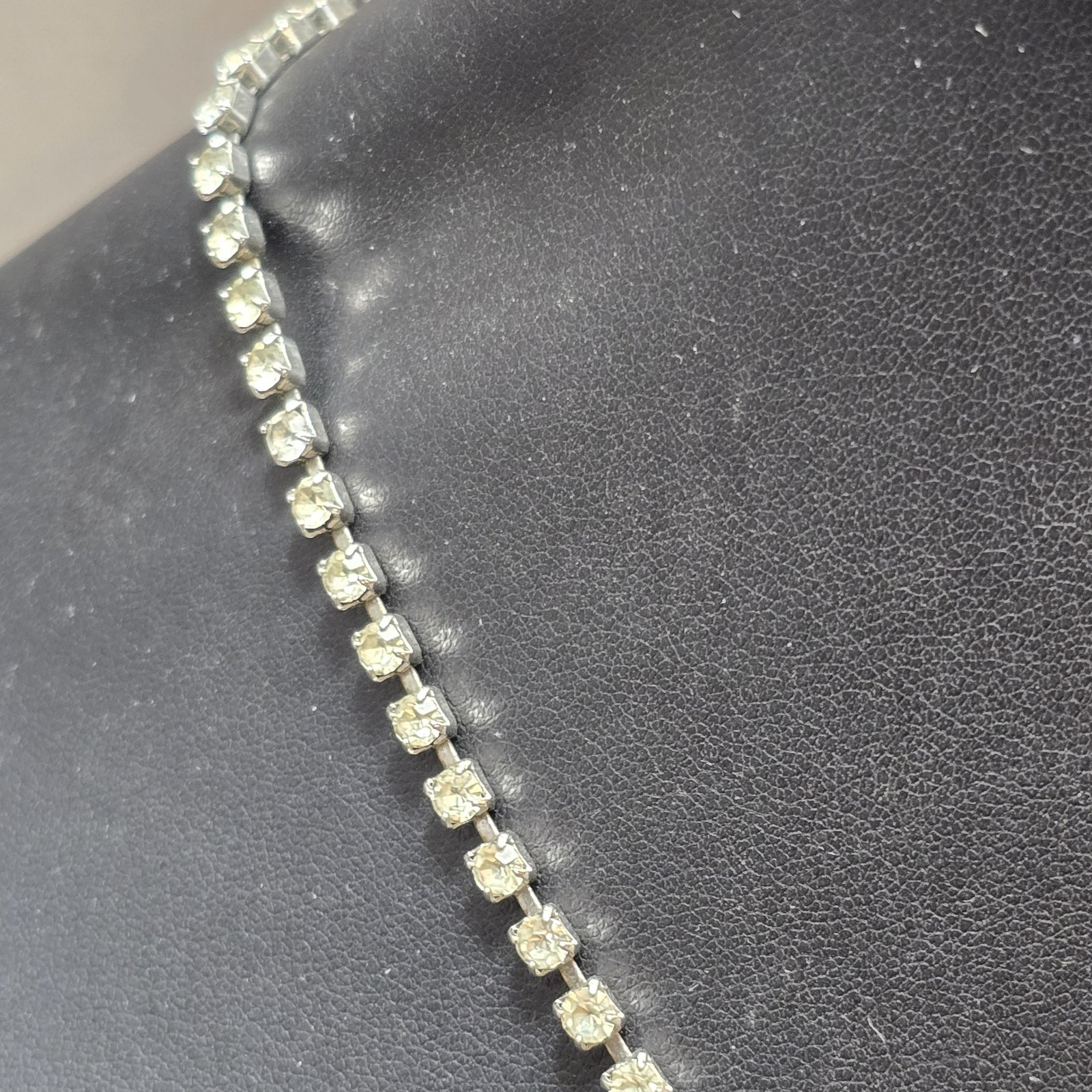 Clear Rhinestone Tennis Necklace Womens Y-Drop Square Pendant Crystal Elegant