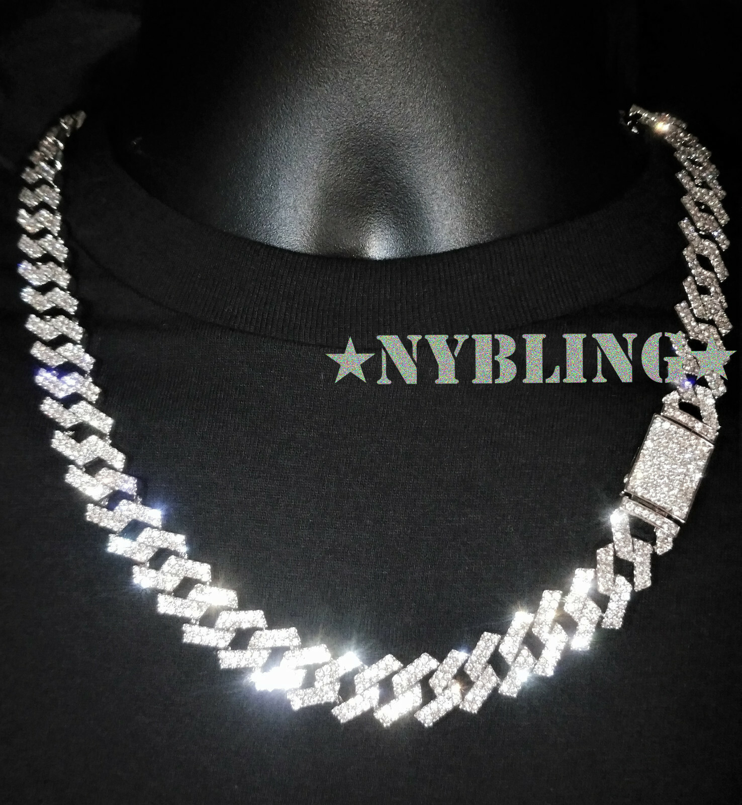 Mens Hip Hop Miami Cuban Prong Link Necklace Bracelet Gold Plated Iced CZ Chain