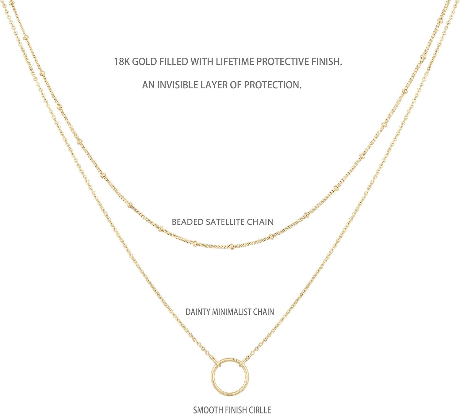 Versatile Heart Charm Layered Necklace – 18K Gold Plating & Adjustable Length