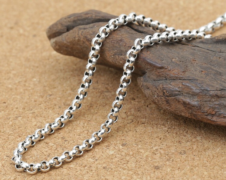 Pure Solid 925 Vintage Sterling Silver Necklace 3mm Rolo Link Chain 18-30inchL